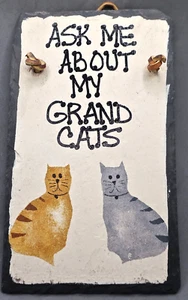 Placa vintage pintada a mano de pizarra Pregúntame sobre mis grandes gatos de From My Hand - Imagen 1 de 7
