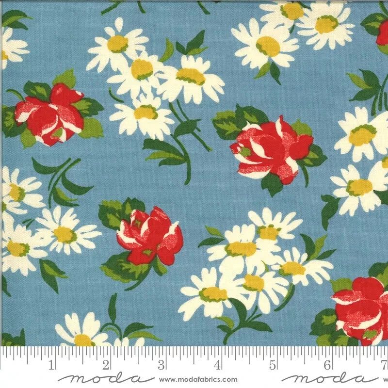 It's Elementary American Jane Sandy Klop 21783 Rose & Daisy Moda Fabrics Blue - Image 1 of 1