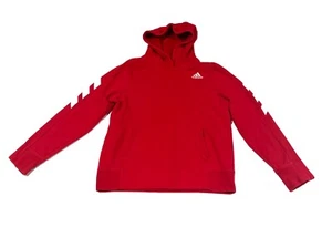 Adidas Hooded Sweatshirt Youth Large Red Three Stripes EUC - Picture 1 of 6