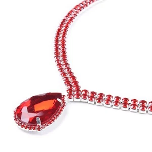 Simulated Ruby and Red Austrian Crystal Necklace (Size 19 with 4 inch Extender) - Picture 1 of 3