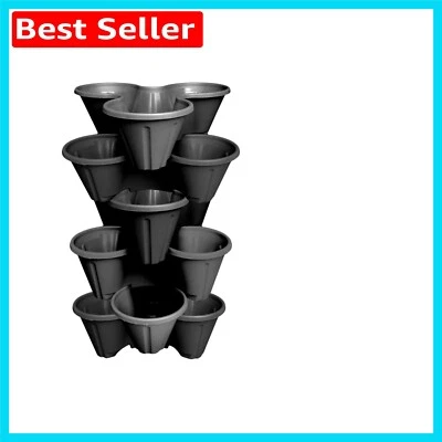 Durable Black Trident Planters - 6 Pack for Easy Strawberry and Herb Growth - Image 1 of 2