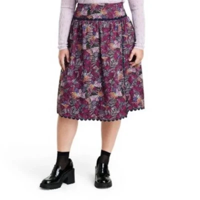 Kika Vargas x Target Purple Floral A-Line Skirt - Size 6 - New with Tags - Image 1 of 4