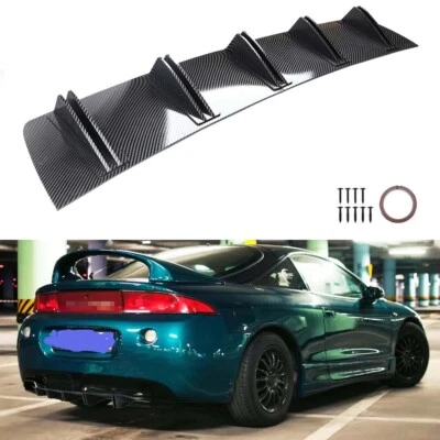For Mitsubishi Eclipse 10 Fins Carbon Rear Diffuser Bumper Lip Splitter Spoiler Foto 1 de 4