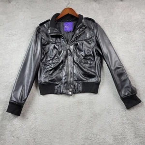 Miley Cyrus Max Azria Jacke Damen Large schwarz Kunstleder durchgehender Reißverschluss - Bild 1 von 12