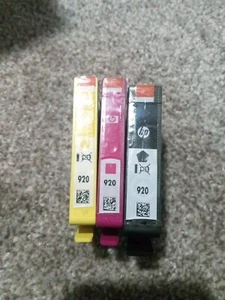 Genuine HP 920 Ink Cartridges 3 PK Black, Magenta, Yellow, No Cyan, No Box - Picture 1 of 4