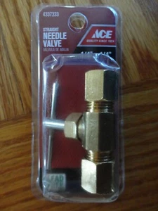 Tubo de compresión Ace 1/4" x 1/4" válvula de aguja recta de latón de compresión sin plomo - Imagen 1 de 3