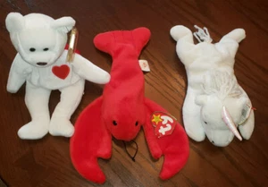 Rare! Ty Beanie Babies Valentino,Pincher, and Mystic! 3 of the most Valuable! - Picture 1 of 9