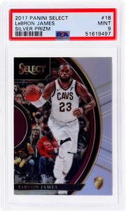2017 Panini Select #18 LeBron James Prizms Silver PSA 9