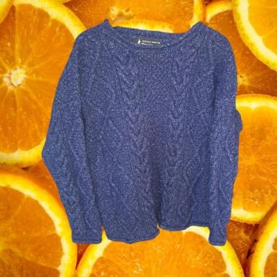 Alpaca Connection Wool/Cotton Blue Cable Knit Sweater Size Large - Image 1 of 4