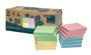 12 Blöcke Haftnotizen pastell farbig 75 x 75 mm Nature Recycling Notes Haftnotiz - Bild 1 von 1