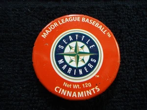 Vtg MLB Major League Baseball Seattle Mariners Cinnamints Tin Lid NOS Unused - Picture 1 of 2