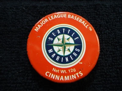 Vtg MLB Major League Baseball Seattle Mariners Cinnamints Tin Lid NOS Unused - Image 1 of 2
