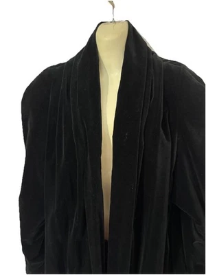 Vintage Long Black Velvet Opera Coat JS Collections Womens L-XXL Open Front VGC - Image 1 of 4