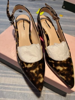 Bombas Kate Spade New York Mika Slingback marrom tartaruga biqueira pontiaguda feminina tamanho 6 - Imagem 1 de 4