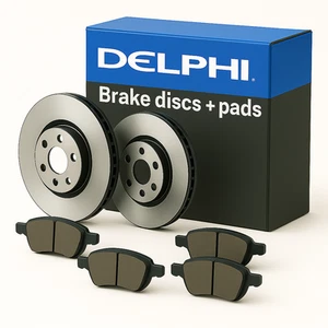 DELPHI Front 2x Brake Discs + Pad Set For Nissan Primastar Opel Renault Vauxhall - Picture 1 of 11
