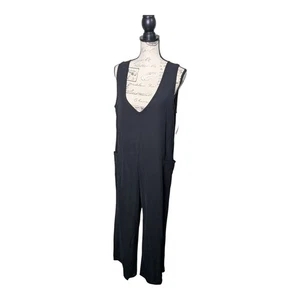 Enno Women's Black Pocket Wide Leg Sleeveless V-neck Jumpsuit Size L - Bild 1 von 5