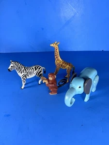VINTAGE 70s Fisher Price Adventure Wild Animal Safari Figures Lot-4 Hong Kong - Picture 1 of 9
