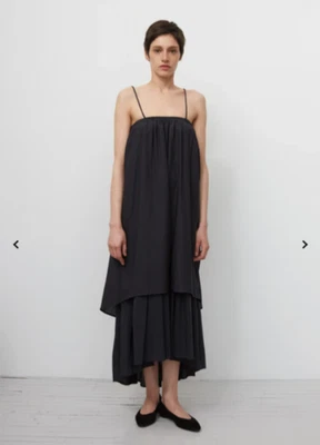 Black Crane Double Layered Midi Camisole Dress Tunic over Gathered Skirt - sz L - Image 1 of 4