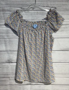 CeCe Floral Print Blouse Square Neck Size Medium - Picture 1 of 6