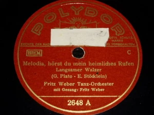 EUROPEAN 78 rpm RECORD Polydor FRITZ WEBER TANZ ORCHEST - Foto 1 di 1