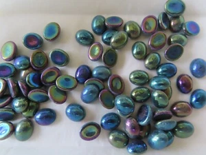 Full pack 72 Vtg. Preciosa Oval Cabochones 10x8mm Green Iris. 59155 - Picture 1 of 2