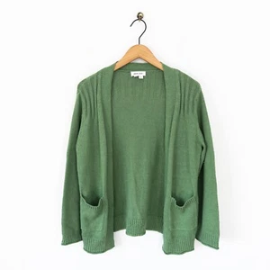 White Stuff Tula Cardi Size S 8 10 Mid Green Cotton Linen Pockets Cardigan - Picture 1 of 19