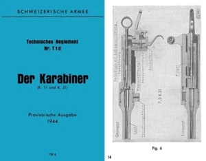 Schweizerische Armee Der Karabiner K. 11 und K.31 1944 Operations manual - Picture 1 of 1