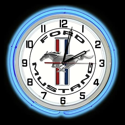 Reloj Shelby GT 5.0 19" Ford Mustang Logo Sign Azul Doble Neón Foto 1 de 2