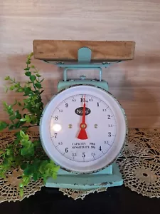 NOPS Greenish Blue Metal Food Scale, Farmhouse decor , Rustic Decor, Kitchen... - Picture 1 of 11