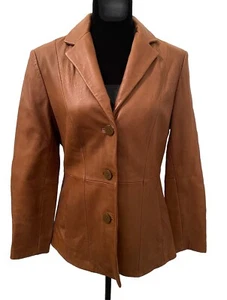 Chaqueta de Cuero Wilsons Pelle Studio Para Mujer Mediana Marrón Blazer Abrigo Suave Nueva - Imagen 1 de 11
