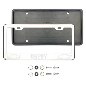 Ch3vy 3d Laser Etched Chrome T304 Stainless Steel License Frame Silicone Guard - Picture 1 of 1