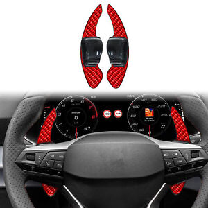 Red Carbon Fiber Steering Wheel Shift Paddle Cover For Seat Leon Arona Alhambra