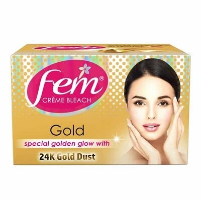 Fem Cream Creme Bleach Face Skin Whitening - 24k Gold Dust - 24 gm - India - Image 1 of 4