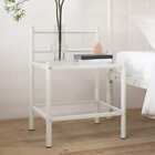 vidaXL Bedside Cabinet White&Transparent 45x34.5x60.5 cm Metal & Glass