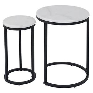 Nesting Coffee Table Round Marble Bed Side End Round Table Living Room Furniture - Picture 1 of 7