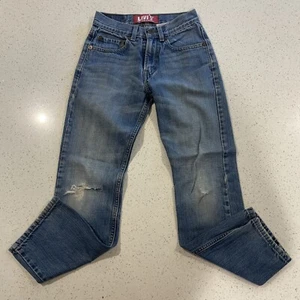 Levis 514 Slim Straight Fit Boys Youth Jeans Blue Size 12 Slim Distressed 24x26 - Picture 1 of 8