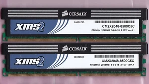 4GB 2x2GB PC2-8500 CORSAIR XMS2 CM2X2048-8500C5C DDR2-1066 RAM MEMORY KIT GAMER - Picture 1 of 2