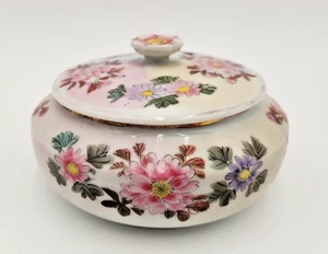 Antique Japanese Dresser Powder Jar or Trinket Dish Hand Painted Gilded - Picture 1 of 24