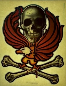 Original Vintage Skull Cross Bones Eagle Motorcycle Glitter Iron On Transfer - Picture 1 of 1