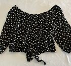 3X Rue21 yellow off shoulder cropped floral top womens plus size ruffle Black