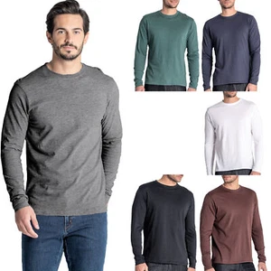 Mens Long Sleeve T-Shirt Slim Fit Crew Round Neck 100% Cotton Plain New Tee Tops - Picture 1 of 17