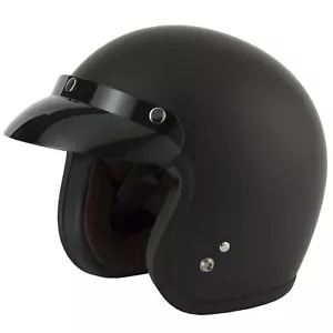 VCAN H541 Slim Retro Style Open Face Motorcycle Motorbike 2206 Helmet Matt Black - Picture 1 of 2
