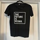 T Shirt Womens Medium M Black White Graphic The Future Is Vegan Short Sleeve