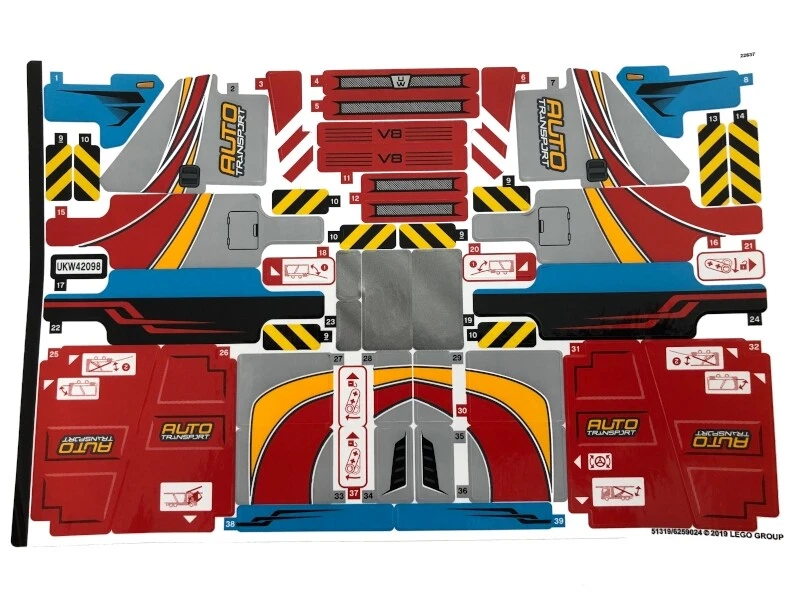 LEGO Technic 42098 Auto Transporter - Car Transport LKW AUFKLEBER STICKER Decals