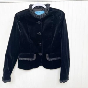 Chaqueta Blazer Doncaster Sport Negra Terciopelo y Satén Borde Botón Frontal Talla 8 - Imagen 1 de 5