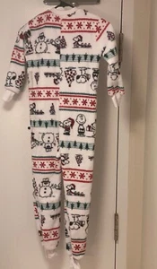 Kids Peanuts one Piece Christmas Pajamas Charlie Brown Snoopy Size XS TP(6) - Picture 1 of 5