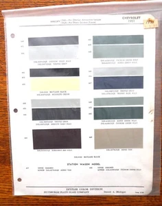 PAINT COLOR CHART 1951 CHEVROLET STATION WAGON MODEL DITZLER COLOR DIV PPG DIV. - Picture 1 of 1