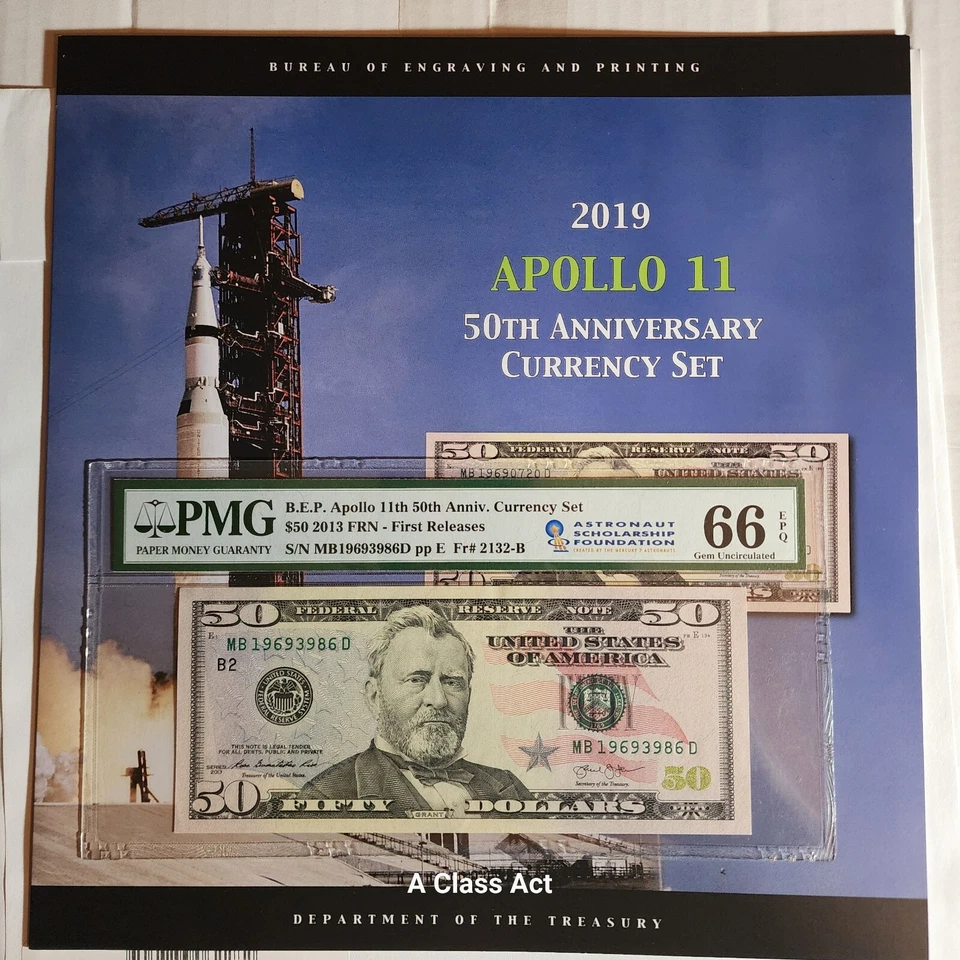 2019 Apollo 11 50th Anv Currency Set PMG 66 EPQ PMG ERROR read description T8739 - Image 1 of 4