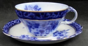 Henry Alcock Touraine Cup and Saucer Set Vintage Flow Blue Pattern - Picture 1 of 5