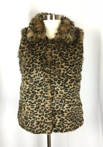 Cherokee Leopard Print Faux Fur Sleeveless Vest Sz XL 14/16 Kids Winter Holiday 